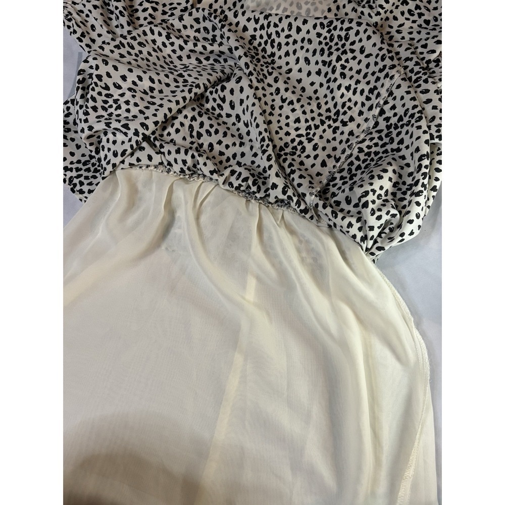 Halogen Sz S Dress Black And Cream V Neck Polyester Cheetah Print - Picture 4 of 5